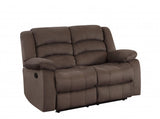 60" Brown Microfiber Manual Reclining Loveseat - Homeroots - Flyclothing LLC