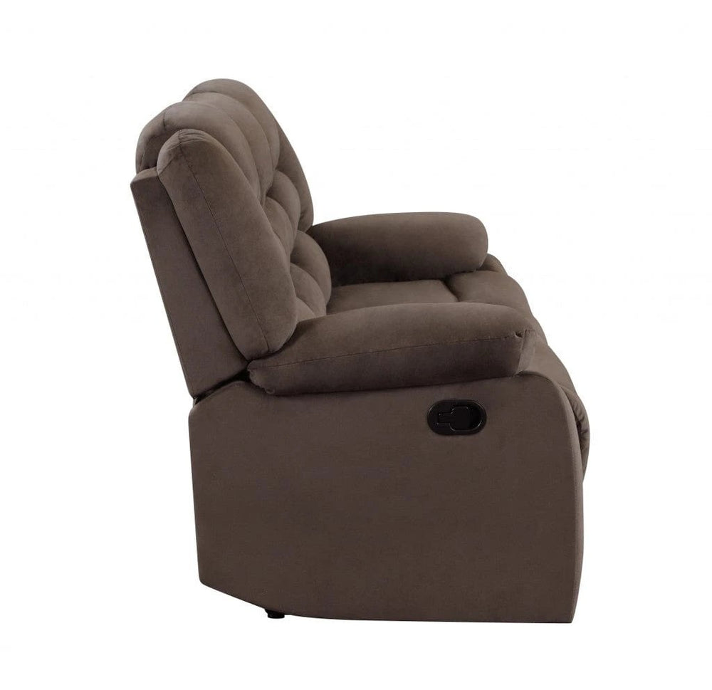 60" Brown Microfiber Manual Reclining Loveseat - Homeroots - Flyclothing LLC