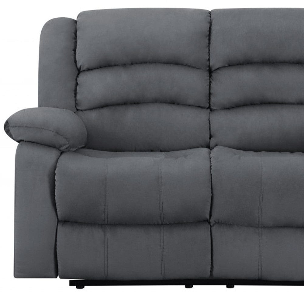 60" Gray Microfiber Power Reclining Loveseat - Homeroots - Flyclothing LLC