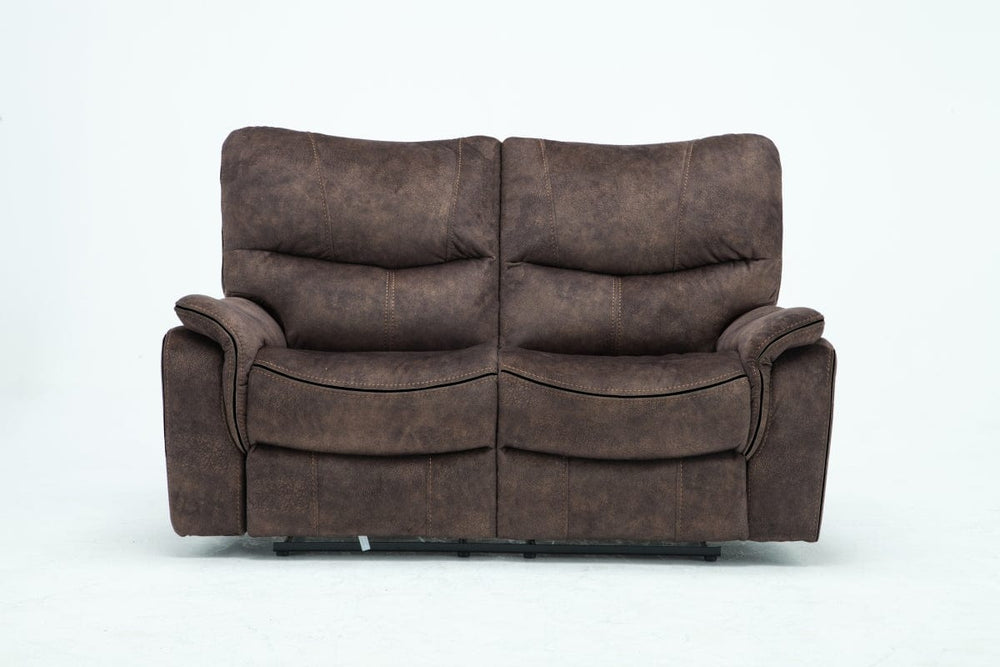 63" Dark Brown Microfiber Manual Reclining Love Seat - Homeroots - Flyclothing LLC