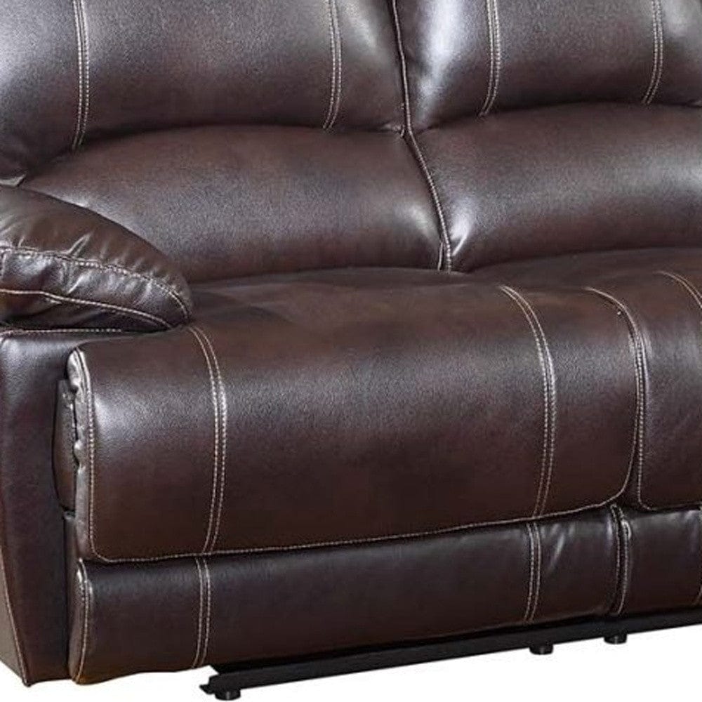 89" Brown Microfiber Reclining Sofa With Black Legs - Homeroots - Flyclothing LLC