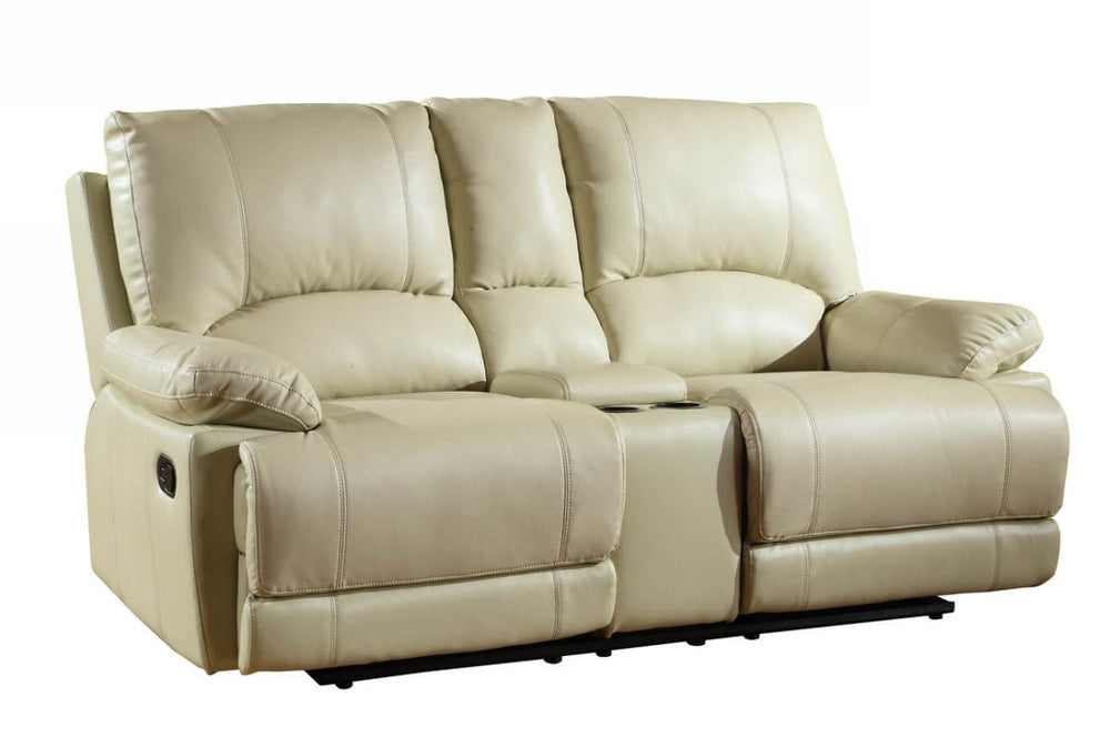 76" Beige Faux Leather Manual Reclining Love Seat With Storage - Homeroots - Flyclothing LLC