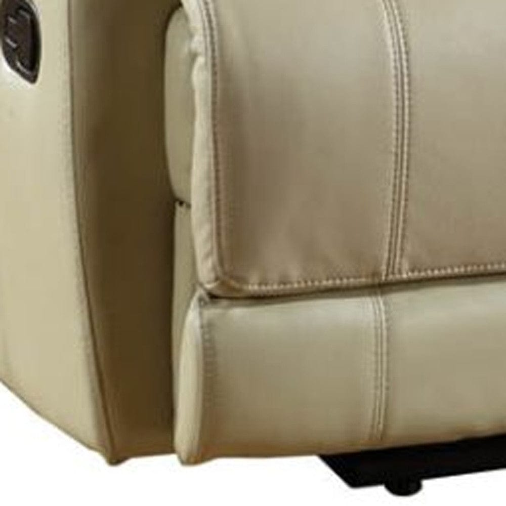 76" Beige Faux Leather Manual Reclining Love Seat With Storage - Homeroots - Flyclothing LLC