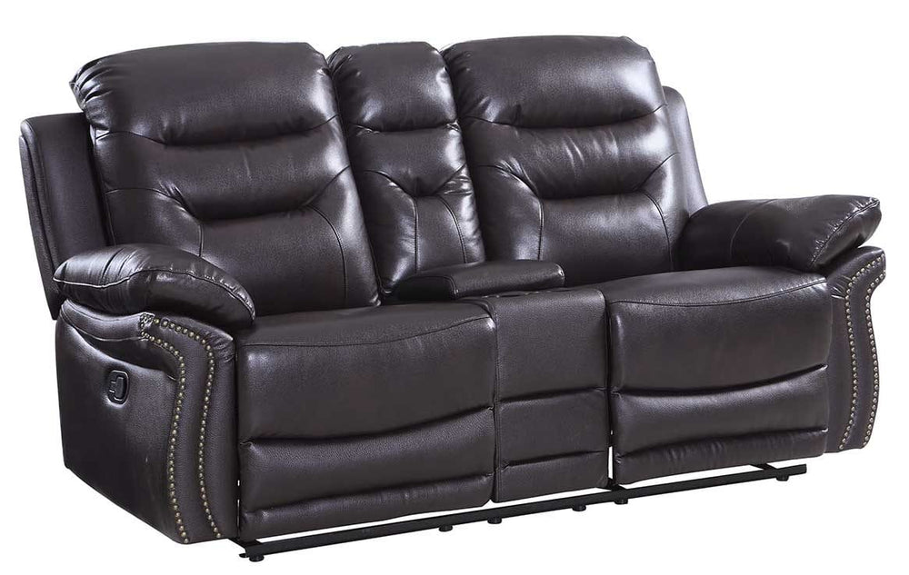 75" Brown Faux Leather Manual Reclining Love Seat With Storage - Homeroots - Flyclothing LLC