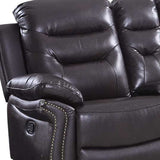 75" Brown Faux Leather Manual Reclining Love Seat With Storage - Homeroots - Flyclothing LLC