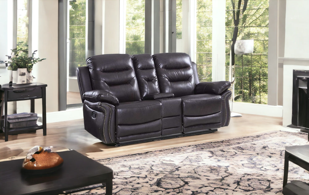 75" Brown Faux Leather Manual Reclining Love Seat With Storage - Homeroots - Flyclothing LLC