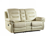 75" Beige Faux Leather Manual Reclining Love Seat With Storage - Homeroots - Flyclothing LLC