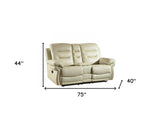 75" Beige Faux Leather Manual Reclining Love Seat With Storage - Homeroots - Flyclothing LLC