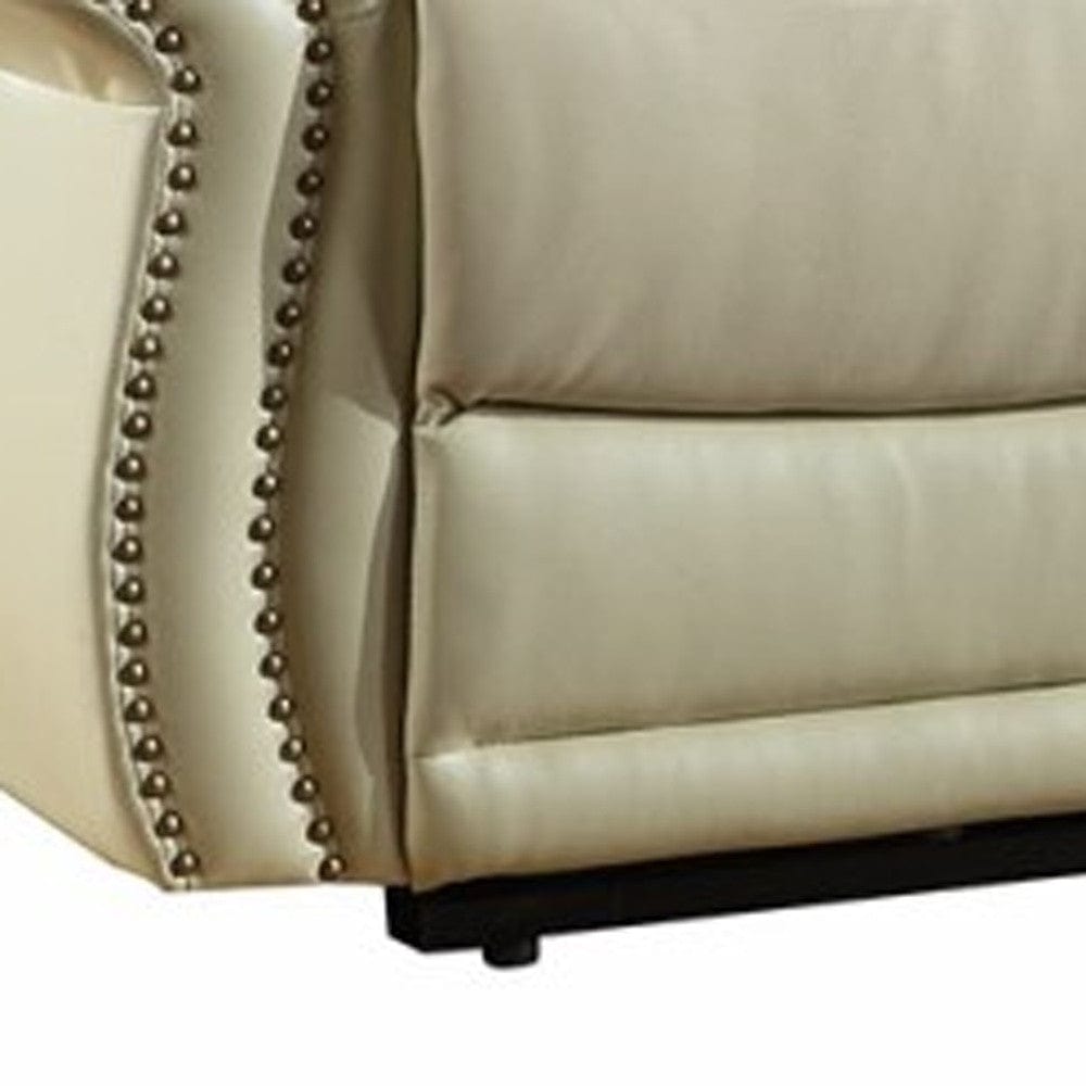 75" Beige Faux Leather Manual Reclining Love Seat With Storage - Homeroots - Flyclothing LLC
