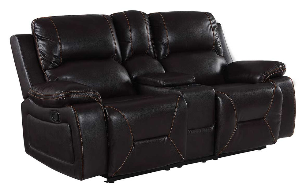 77" Brown Faux Leather Manual Reclining Love Seat With Storage - Homeroots - Flyclothing LLC