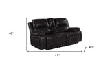 77" Brown Faux Leather Manual Reclining Love Seat With Storage - Homeroots - Flyclothing LLC