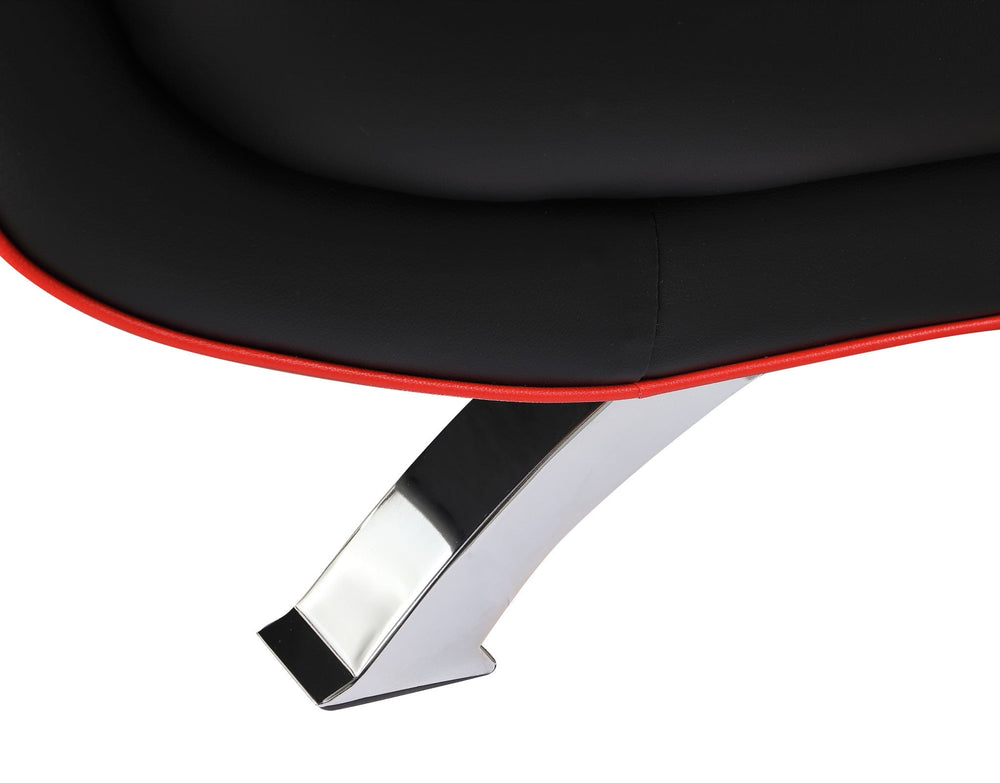 64" Black And Silver Faux Leather Loveseat - Homeroots - Flyclothing LLC