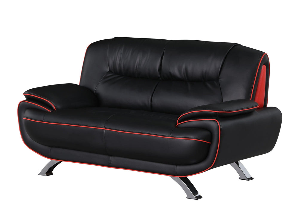 64" Black And Silver Faux Leather Loveseat - Homeroots - Flyclothing LLC