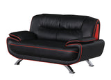 64" Black And Silver Faux Leather Loveseat - Homeroots - Flyclothing LLC
