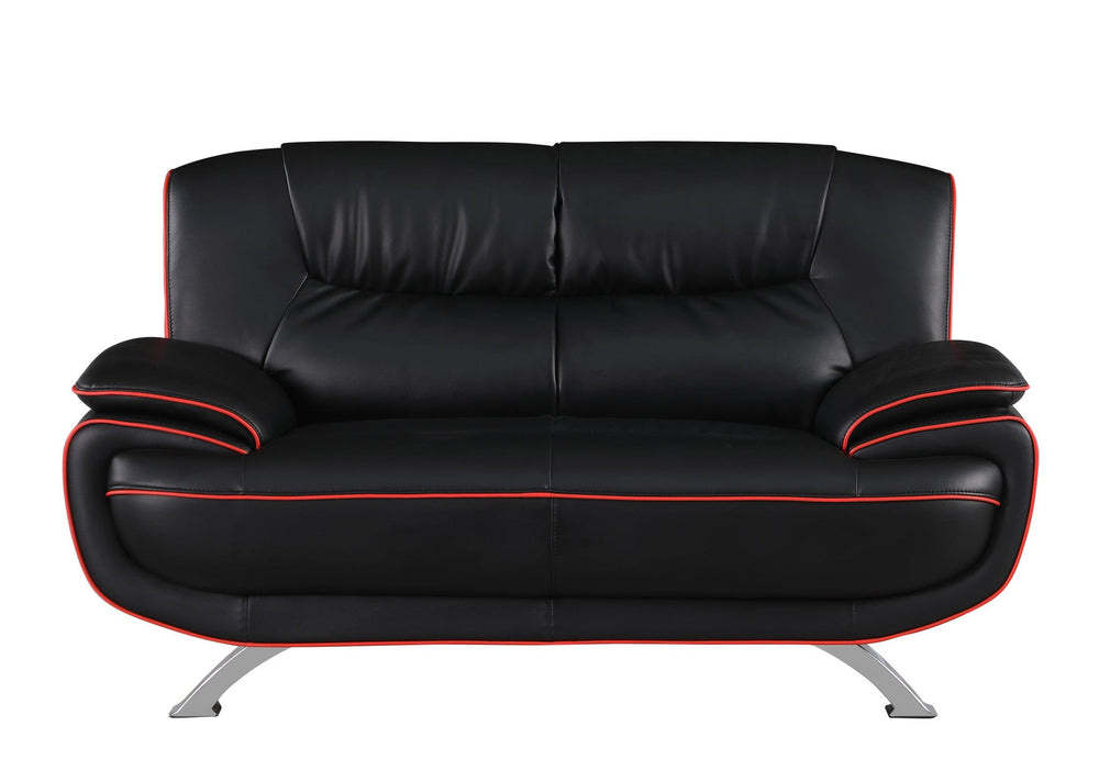 64" Black And Silver Faux Leather Loveseat - Homeroots - Flyclothing LLC