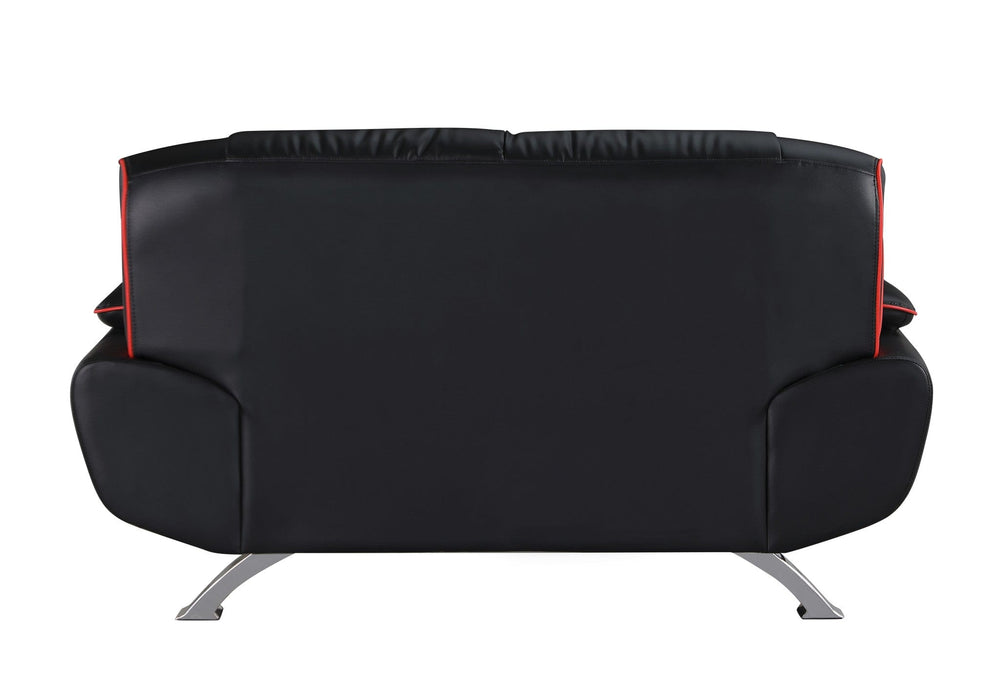 64" Black And Silver Faux Leather Loveseat - Homeroots - Flyclothing LLC