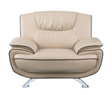 47" Beige And Silver Leather Match Arm Chair - Homeroots