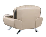 47" Beige And Silver Leather Match Arm Chair - Homeroots