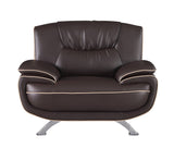 47" Brown and Silver Leather Match Arm Chair - Homeroots