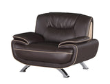 47" Brown and Silver Leather Match Arm Chair - Homeroots