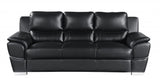 85" Black Leather Sofa With Silver Legs - Homeroots - Flyclothing LLC
