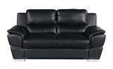 69" Black And Silver Faux Leather Love Seat - Homeroots - Flyclothing LLC