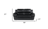 69" Black And Silver Faux Leather Love Seat - Homeroots - Flyclothing LLC