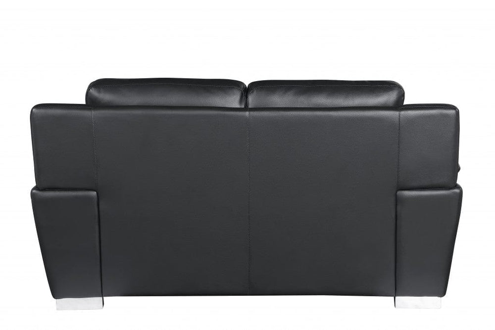 69" Black And Silver Faux Leather Love Seat - Homeroots - Flyclothing LLC
