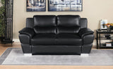 69" Black And Silver Faux Leather Love Seat - Homeroots - Flyclothing LLC