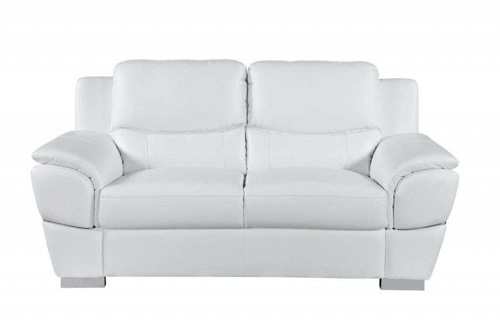 Three Piece Indoor White Genuine Leather Six Person Seating Set - Homeroots - Flyclothing LLC