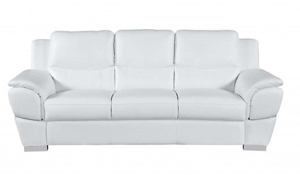 Three Piece Indoor White Genuine Leather Six Person Seating Set - Homeroots - Flyclothing LLC