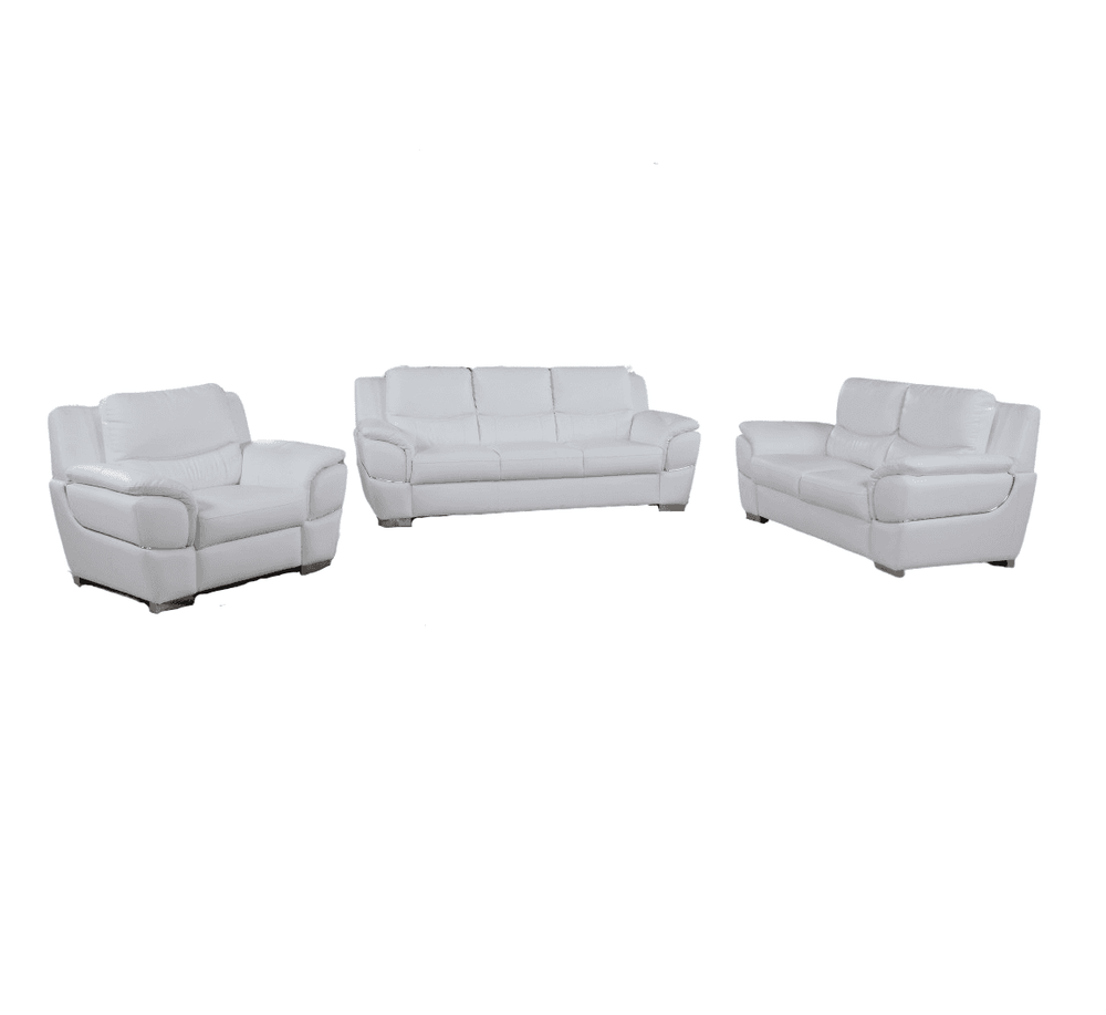Three Piece Indoor White Genuine Leather Six Person Seating Set - Homeroots - Flyclothing LLC