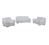 Three Piece Indoor White Genuine Leather Six Person Seating Set - Homeroots - Flyclothing LLC