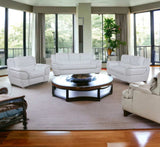 Three Piece Indoor White Genuine Leather Six Person Seating Set - Homeroots - Flyclothing LLC