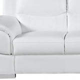 85" White Leather Sofa With Silver Legs - Homeroots - Flyclothing LLC