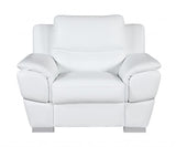 48" White and Silver Leather Match Arm Chair - Homeroots
