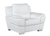 48" White and Silver Leather Match Arm Chair - Homeroots