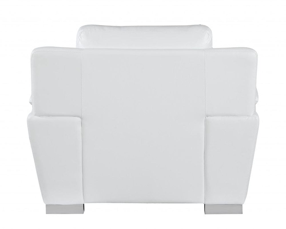 48" White and Silver Leather Match Arm Chair - Homeroots