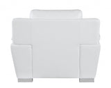 48" White and Silver Leather Match Arm Chair - Homeroots