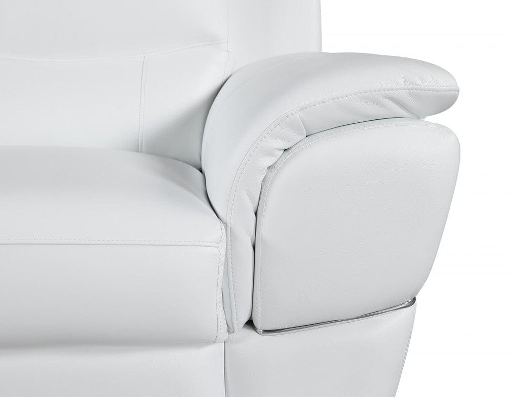 48" White and Silver Leather Match Arm Chair - Homeroots