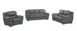 Three Piece Indoor Gray Genuine Leather Six Person Seating Set - Homeroots - Flyclothing LLC