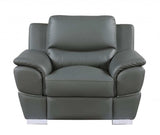 Three Piece Indoor Gray Genuine Leather Six Person Seating Set - Homeroots - Flyclothing LLC