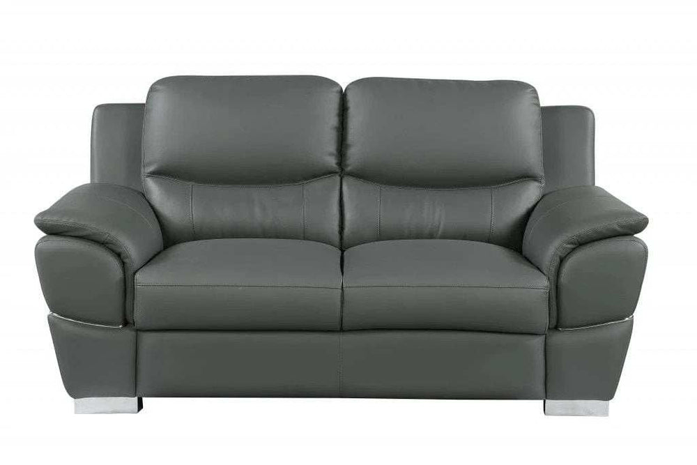 Three Piece Indoor Gray Genuine Leather Six Person Seating Set - Homeroots - Flyclothing LLC