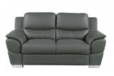 Three Piece Indoor Gray Genuine Leather Six Person Seating Set - Homeroots - Flyclothing LLC
