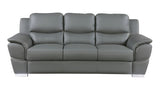85" Gray Leather Sofa With Silver Legs - Homeroots - Flyclothing LLC