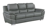 85" Gray Leather Sofa With Silver Legs - Homeroots - Flyclothing LLC
