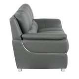 85" Gray Leather Sofa With Silver Legs - Homeroots - Flyclothing LLC