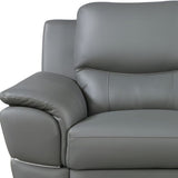 85" Gray Leather Sofa With Silver Legs - Homeroots - Flyclothing LLC