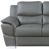 85" Gray Leather Sofa With Silver Legs - Homeroots - Flyclothing LLC