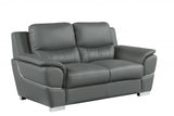 69" Gray And Silver Faux Leather Love Seat - Homeroots - Flyclothing LLC